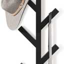 RRG Vertical Coat Rack Wall Mounted 16 Inch, Metal Vertical Hat Rack for Wall, Modern Coat Rack Tree for Hats, Jackets, Bags, Entryway Bedroom (Height 16") (Black)