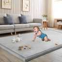 Baby Play Mat for Floor Nursery Rug Muscle Mat Area Rug Playroom Rug 47"x47" Playpen Mat Memory Foam 1.3" Thick Crawling Mat for Babies,Toddlers, Infants, Kids,A Light Gray