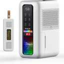 Dehumidifiers for Bathroom with Moisture Absorber Bag Reusable, 68 OZ Water Tank Portable Quiet Dehumidifier for Bedroom with Auto Shut Off, 7 Colors LED Light for Home, RV, Garage, apartment (Black and White)