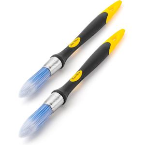 Bates- Trim Paint Brush Set, 0.45 Inch, 2 Pack, Ergonomic Non-Slip Handle, Synthetic Bristles, Trim Brushes for Painting (Yellow-black)