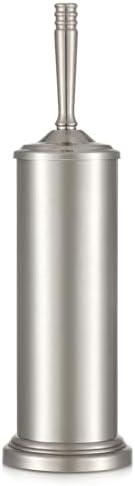 Stain Nickel Toilet Brush and Holder Set, Stainless Steel Toilet Brush for Bathroom,Heavy Duty Silver Toilet Bowl Brush,Deep Cleaning Modern Toilet Cleaner Brush -Space Saving, Covered Brush