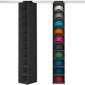 Lifewit 10 Compartments Hat Organizer for Baseball Caps, 1 Pack Hat Rack Hanging Storage organizer, Non-Woven Fabric Display Shelf Holds Up to 40 Hats, Cap Holder Hanger for Closet, Bedroom, Black