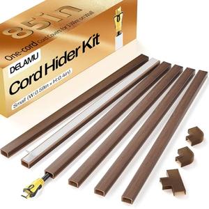 Delamu Cord Hider, 85in Cord Covers for 1 Wire on Wall, One-Cord Cable Hider, Easy Mount Wire Hiders Wire Covers for TV Cords on Wall, PVC Cable Cover Management Kit, 6X L14.2 W0.59 H0.4in, CherryWood
