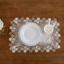Natural Neutral Earth Tones Beige Floral Lace Placemats Set of 2 Table Topper Dresser Scarf Place Mats (14"x20" Set of 2, Natural)