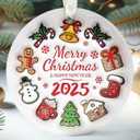 2025 Christmas Ornament - Gingerbread Snowman Candy Bell Cookie Chocolate Christmas Ornaments, New Year Ornaments - Hodiday Gifts for Family, Friends, Mom, Dad - Ceramic Ornament 2025