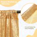 B-COOL Sequin Backdrop Gold Curtains 4 Panels 2ftx8ft Glitter Shimmer Fabric Sparkly Drapes for Background Wedding Banquet Party Decorations
