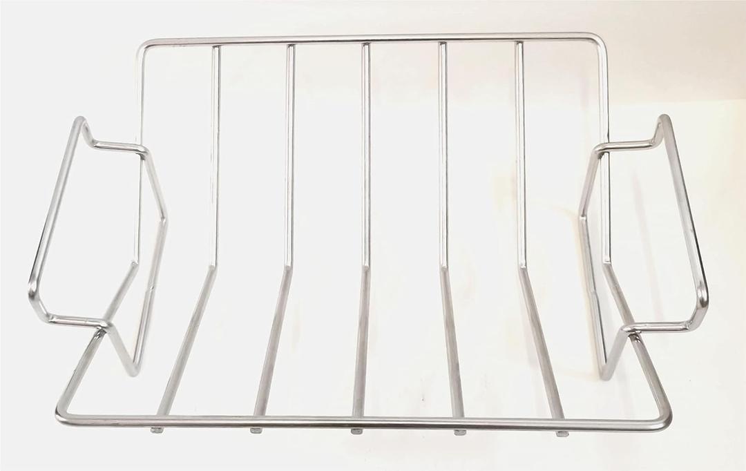 Multi-Purpose Grilling Rack Stainless Steel V-Rack for Roasting Turkey, Poultry, and Smoking/Grilling - Versatile BBQ Rib Rack for Big Green Egg - Easy to Clean, Non-Toxic.