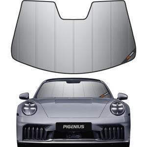 Pigenius Windshield Sunshade for Porsche 911 (991 Gen) 2012-2019, Premium Grey Leather Finish