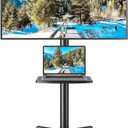 Rfiver Strong Rolling TV Stand with Shelf for 23-60 inch TVs up to 88lbs, Portable Mobile TV Cart with Silent Wheel, Tilt & Height Adjustable Universal Corner TV Stand for Bedroom, Living Room, Office