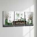 RnnJoile Sage Green Bathroom Decor Botanical Pictures Wall Art Just Breathe Sign Canvas Painting for Bathroom Wall Decor 12"x16" Each (Green)