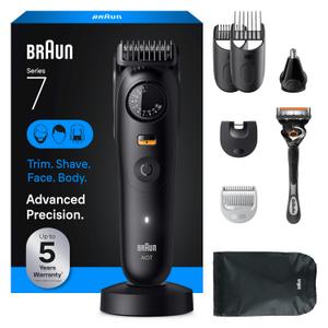 Braun Series 7 All-in-One Beard & Body Grooming Kit for Men, Cordless Trimmer, Hair Clippers & Shaver for Face, Hair & Body with Gillette ProGlide Razor, AIO 7535