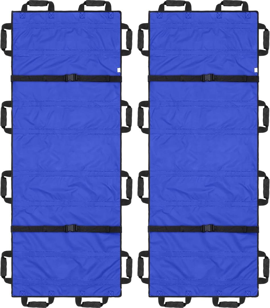 2 Pcs 72" x 27" Portable Foldable Stretcher with 12 Rubber Foam Handles Medical Emergency Lightweight Patient and Animals Transport Stretcher for Rescue First Aid(Blue)