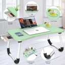 Fayquaze Portable Foldable Laptop Bed Desk with Storage Drawer and Cup Holder - Lap Desk Laptop Stand Tray Table for Eating, Reading and Working