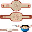 Silicone Bread Sling Dutch Oven Liner, Non-Stick & Easy Clean Reusable Oval and Round Silicone Bread Baking Mat with Long Handles, Easy to Transfer Sourdough Bread - 2 Red Set