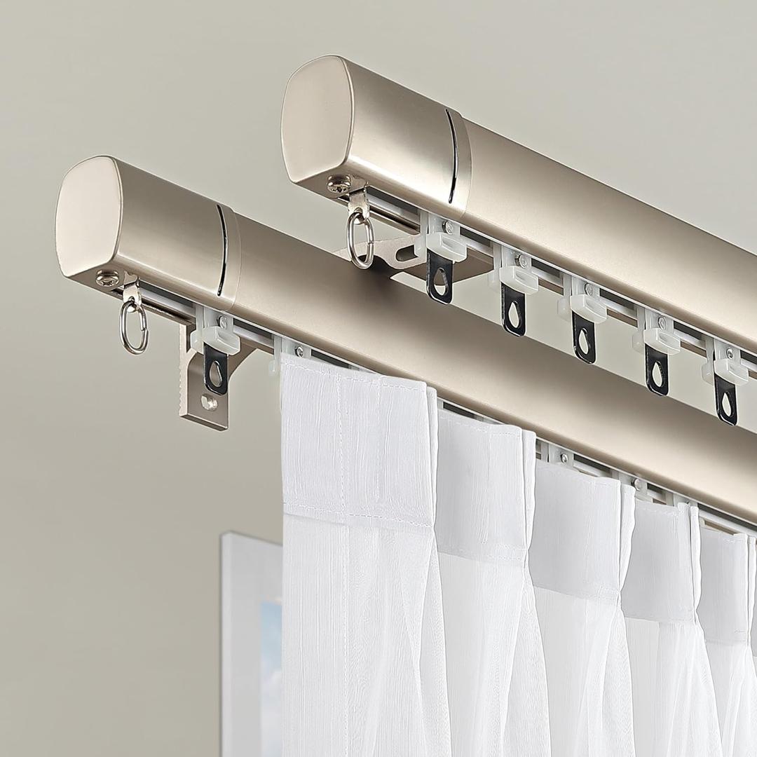 Ceiling/Wall Mounted Curtain Track - Aluminum Alloy Silver Matte Finish - 20 Inches x 20 cm - 2 kg Max Weight - Room Divider - Living Room, Bedroom, Bathroom