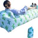 Inflatable Couch for Camping,Inflatable Lounger Air Sofa Chair,Portable Festival Couch for Outdoor, Beach, Hiking, Picnics, Music Festivals (Cactus)