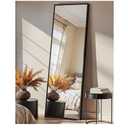 TRAHOME Full Length Floor Mirror 56"x15", Large Standing Body Mirror, BlackBuilt-in Stand, HD Shatterproof Glass, Aluminum Alloy Frame, Wall Mounted or Standing, for Bedroom, Living Room and Bathroom