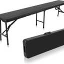 Roowest Black Folding Bench 6 Feet Plastic Outdoor Portable Foldable Bench Seat Eating with Carrying Handle for Dining Camping Picnic BBQ Sports Garden Indoor Outdoor Patio Activities