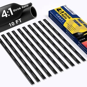 haisstronica 4:1 Heat Shrink Tubing Kit,1/4 Inch 10Ft Adhesive Lined Marine Resistant Grade Shrink Wrap -Perfect for Home and Industrial,Black