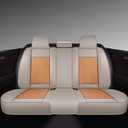 GXT Bench Seat Cover, Premium Faux Leather Bench Seat Covers for Trucks - Universal Fit for Most Sedans SUV Pick-up Truck, Durable for Long Lasting Protection(Khaki and Orange)