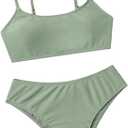 Girl's 2 Piece Swimsuits Solid Spaghetti Strap Bikini Top Bottom Bathing Suits for Teen Girls Swimming Suit Swimwear 10-11