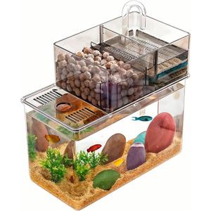 Small Fish Tank with Filter, Self Cleaning Betta Fish Tank, with Bottom Suction Silent Water Pump - Ideal for Desktop Aquariums