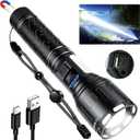 Flashlights High Lumens Rechargeable- Super Bright Tactical Magnetic LED Flash Light with 8 Modes,COB Work Light,Waterproof,Power Handheld Flashlight for Emergency,Hurricane,Hiking