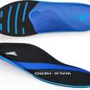 WalkHero Plantar Fasciitis Insoles - All-Around Arch Support Inserts with Shock Absorbing and Cushioning, Orthotic Insoles for Flat Feet (Mens 4-4.5 | Women's 6-6.5, Navy Blue)