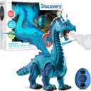 Discovery Frost-Breathing RC Dragon with Smoke Breath, Walking, Wing Flapping, Realistic Roaring Sounds| Light-Up Large Dinosaur Toy| Remote Control Robot Dino Mythical Creature|Kids Boys Gift| Age 6+ (Blue)