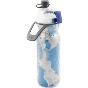 O2COOL Mist 'N Sip Misting Water Bottle 2-in-1 Mist And Sip Function With No Leak Pull Top Spout Reusable Sports Water Bottle - 20 oz (Blue Camo)