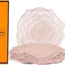Placemats Set of 12, Rose Gold Rose Flower Place Mats, Vinyl Heat Resistant Non-Slip Washable Dining Table Mats for Holiday Party Home Wedding Dining