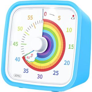 Yunbaoit Visual Timer with Protective Case, Rainbow Disk 60 Minute Countdown Timer for Kids and Adults, Silent Time Management Tool(Blue Rainbow)