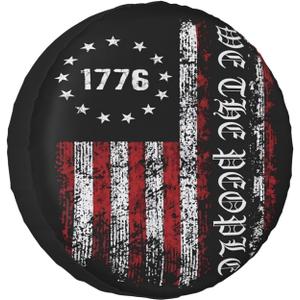 Vintage America American Flag Spare Tire Cover Weatherproof Wheel Protectors Dust-Proof Sun Protection Wheel Tire Covers Universal Fit for Truck SUV RV Camper Trailer Car Accessories 15 inch (Red)
