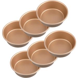 6 PCS Air Fryer Mini Pie Pan Tart Tins, Jumbo Muffin Cupcake Pan 4 Inch Air Fryer Hamburger Bun Mold, Non-Stick Air Fryer Egg Baking Pan Individual Mini Cake Pans for Baking