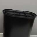 Anzoymx Stainless Steel Bathroom Trash Cans 1.8 Gallons Small Garbage Can with Pop up Lid, Metal Narrow Wastebasket, Slim Waterproof Litter Trash Bins Set for Bedroom, Toilet, Office (Black)