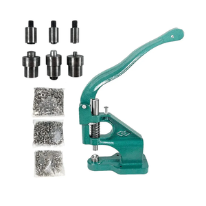 QWORK - Hand Press Heavy Duty Eyelet Grommet Machine Punch Tool Kit with 3 Dies and 1500 Pcs Silver Grommets