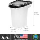 IRIS USA WeatherPro Airtight Pet Food Storage Container, Up to 6.5 lbs, Treat Box for Dog Cat and Bird Food, Keep Fresh, Translucent Body, Easy Clean Up, BPA free, Clear/Black