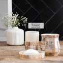 Milano Bathroom Accessories Set - 4 Piece Bathroom Accessory Set with Natural Mother of Pearl Shells - Decorative Bathroom Set Includes: Soap Dispenser, Toothbrush Holder, Tumbler and Soap Dish