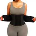 AMZBOSS Waist Trainer for Women Postpartum Belly Band Tummy Control Shapewear Faja Body Shaper Waist Cincher Triple Wrap (Black)