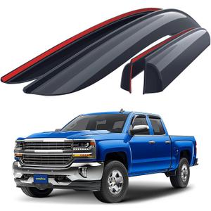 Goodyear Shatterproof Window Deflectors for Chevrolet (Chevy) Silverado/GMC Sierra 2014-2018 Double Cab, Vent Visor,Truck Accessories,Tape-on Rain Guards, Window Visors,Vent Deflector, 4pcs - GY003281