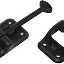 RV Designer E232 Entry Door Holder - T-Style RV Door Holder 3-1/2" Black - Durable Plastic for Camper/RV Doors - Easy Install with Plunger & Screws - Top RV Accessories