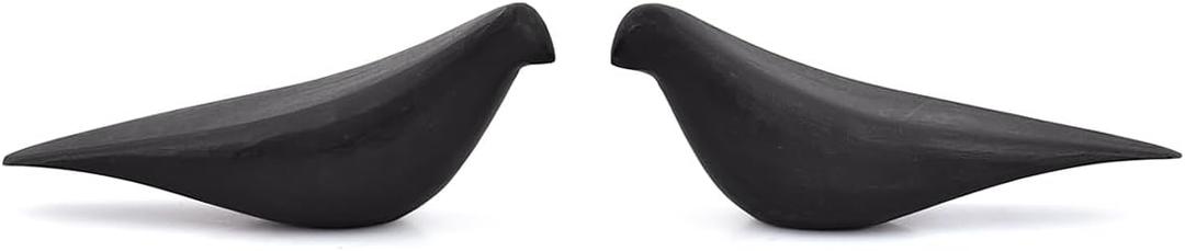 Statues Set of 2 Hand-Carved Wooden Bird Statue for Home Dcor, Animal Art Wood Sculpture Ornament for Table, Shelf, or Office (6.25'' X 2.25'' X 2.5'')