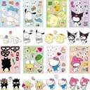 4 x 24Pcs Cute Cartoon Stickers, Mixed & Matched with 8 Designed Anime Sticker (3 of Each) for Reward, Party Decoration, Decor, Gift Idea