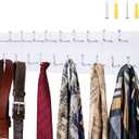 Belt Organizer Holder Wooden Belt Hanger for Closet Wall Mount Belt Storage Rack Tie Bra Scarf Hanger Holds Over 40 Large Belts (White)