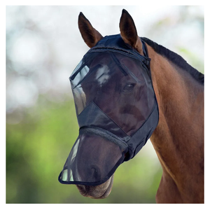 Harrison Howard CareMaster Horse Fly Mask Full Face No Ears Black XL Extra Full Size