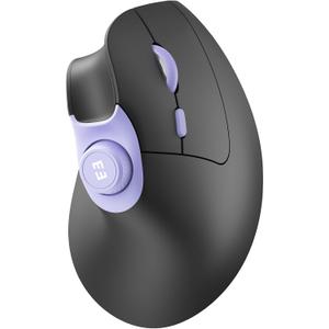 seenda Ergonomic Mouse Wireless, MOU-302 Bluetooth Vertical Mouse Rechargeable, Volume Knob, Silent Mice & 1000/1600/2400 DPI, 3 Multi-Device Connection for Windows/PC/Laptop/Mac/MacBook, Black Purple
