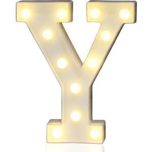 Pooqla LED Marquee Letter Lights Sign, Light Up Alphabet Letter for Home Party Wedding Decoration Y (Warm White)