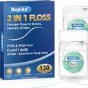 Bopika 2-in-1 Threader Floss for Braces Bridges and Implants, Expanding Fluffy Dental Floss for Wide Spaces, Light Mint Pre-Sized Segments, 130 Count (2 Packs of 65)