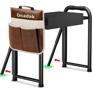 Heavy Duty Garden Kneeler & Seat with Support Legs, 400lbs Capacity Foldable Gardening Stool, Extra Thick Pad & Large Tool Organizer Bag, Ergonomic for Seniors - Dark Black