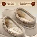 Vilanva Platform Clogs for Women Cozy Suede Fall Slippers with Warm Fur Lined Slip on Shoes Outdoor Indoor House (7.5, Sand)